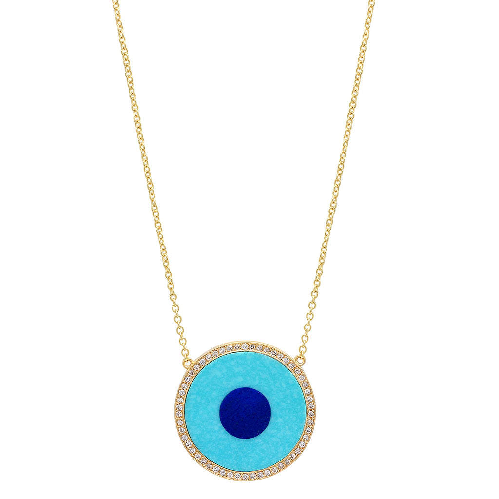 Turquoise with lapis evil eye necklace