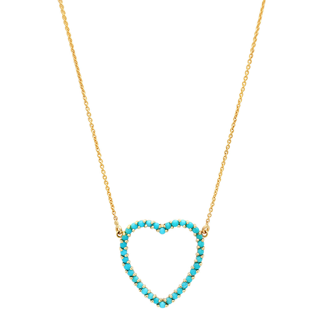 Large Turquoise open heart necklace