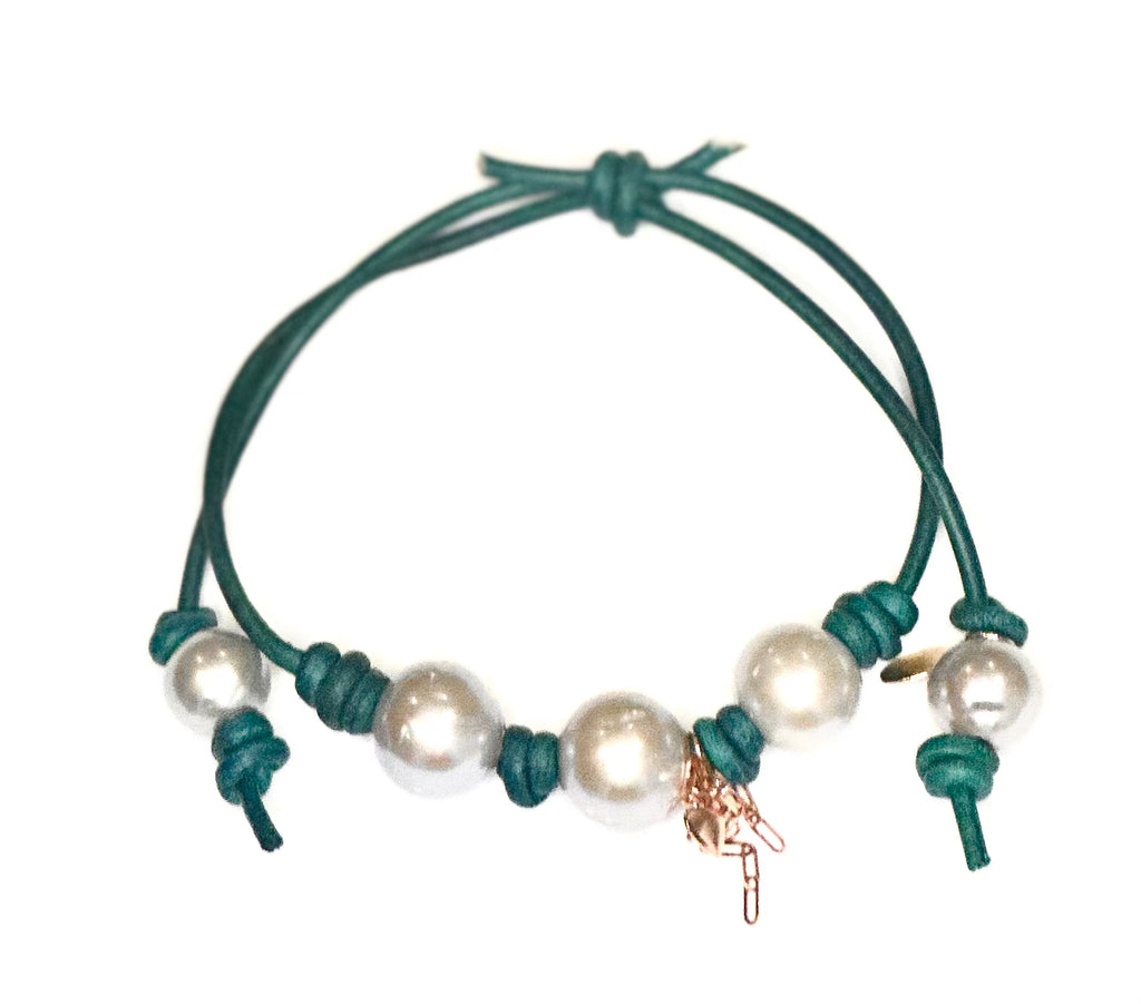 PEARL & LEATHER ANKLET